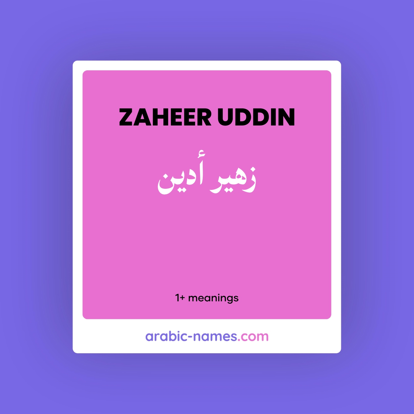 ZAHEER UDDIN (زهير أدين) Meaning in Arabic & English - Arabic Names