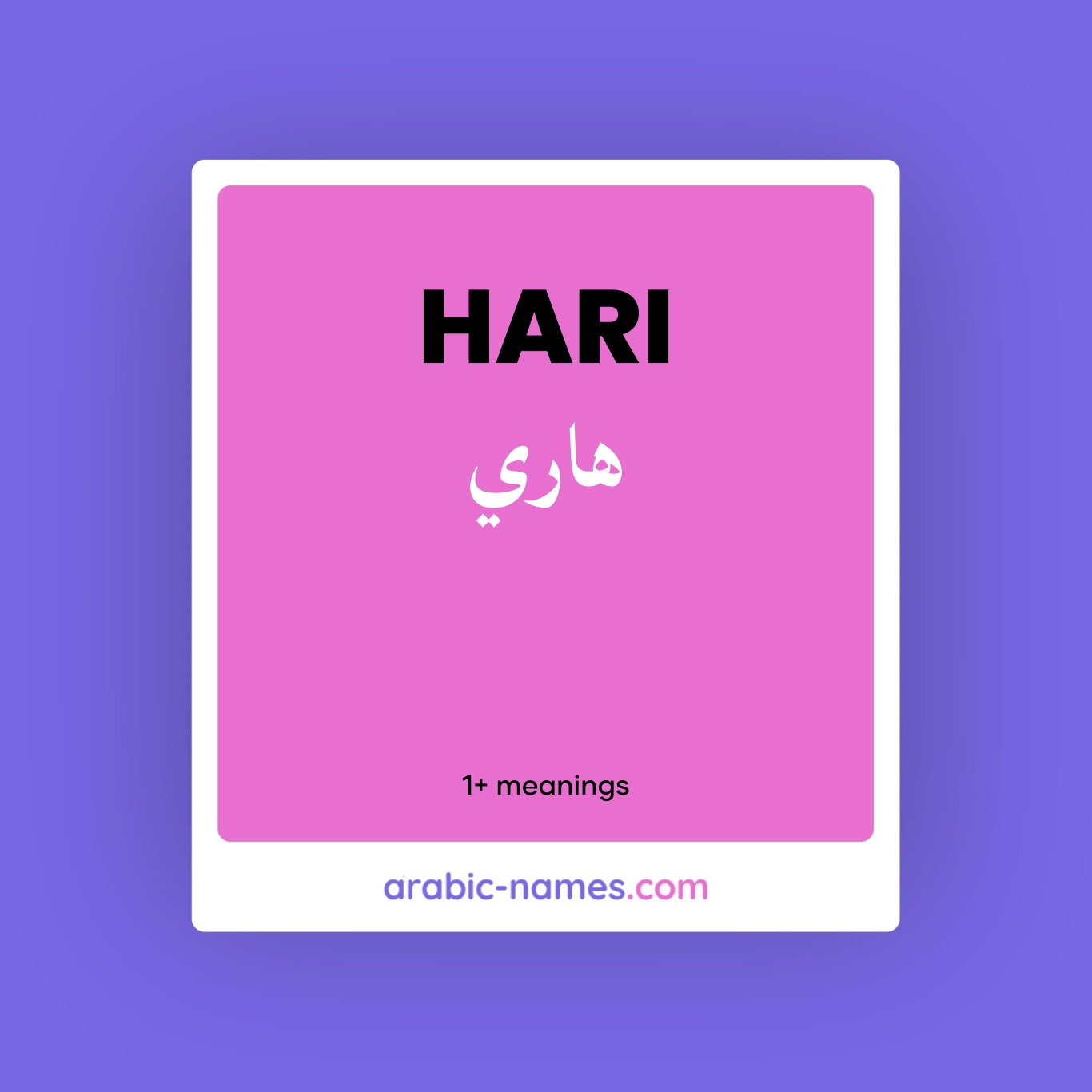 HARI (هاري) Meaning in Arabic & English Arabic Names